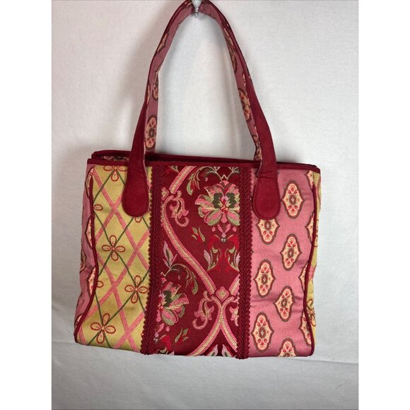 Talbots Floral Embroidered Tote Bag With Double Handles & Snap Closure - Picture 8 of 13